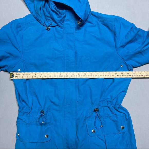 Lands End Womens Rain Jacket Sz M 10-12 Hood Pockets Full Zip Nylon Wind Weather - Picture 9 of 13